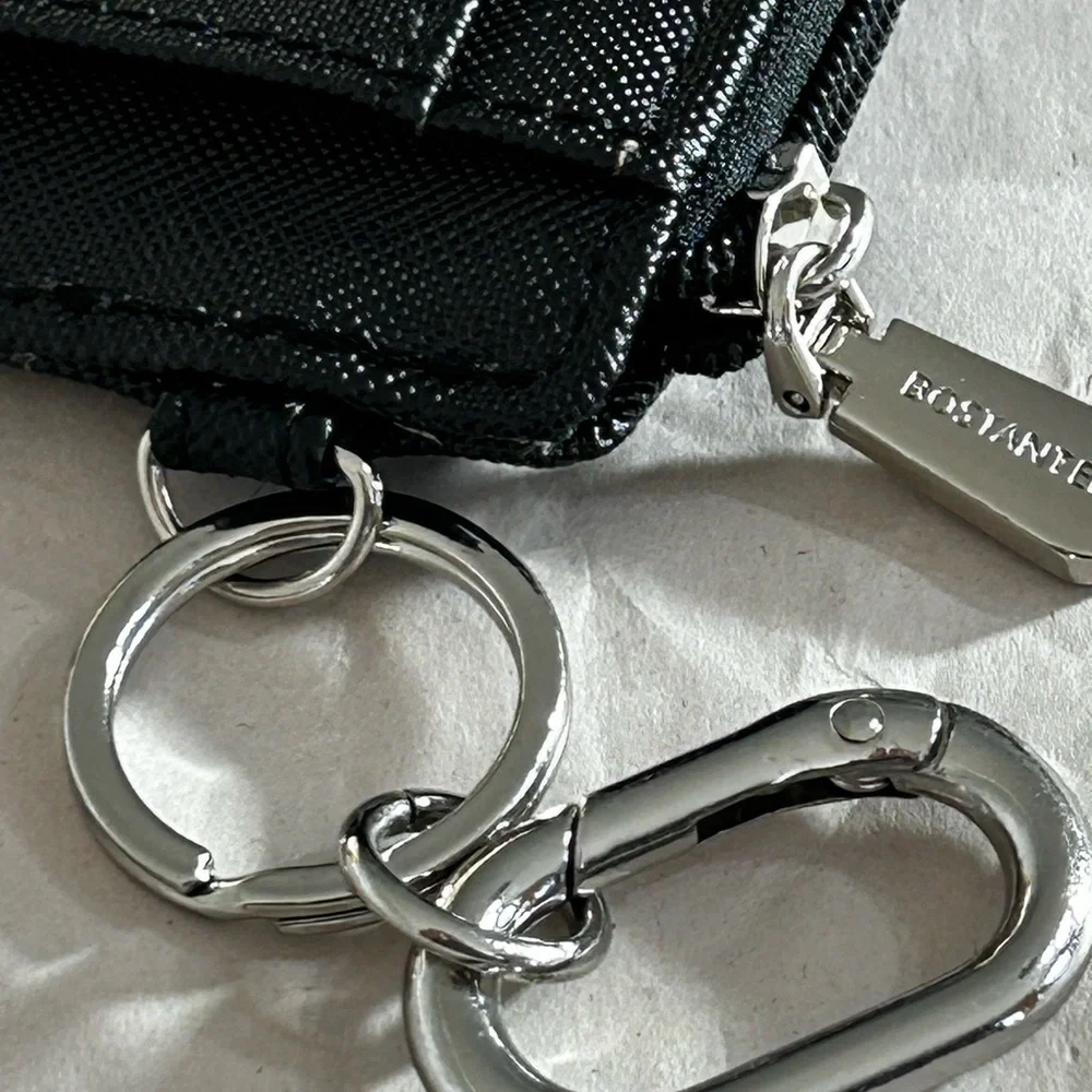 BOSTANTEN Black Card Holder with Key Ring